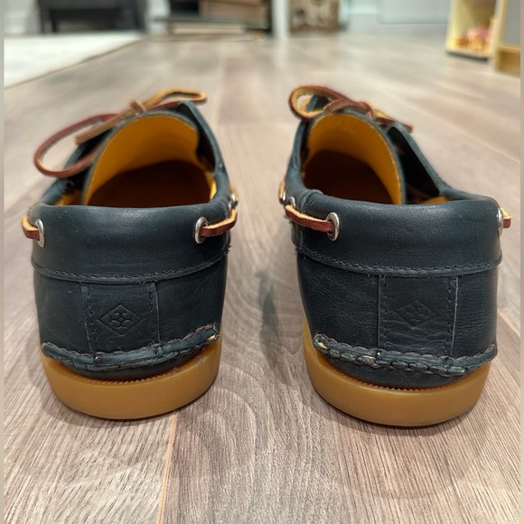 Men's Vibram dark blue leather loafers / boat shoes, size 11 - Picture 5 of 9